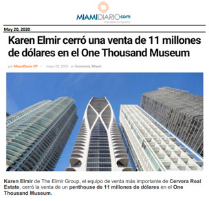 Miami Diario - Karen Elmir cerró una venta de 11 millones de dólares en el One Thousand Museum - May 20, 2020