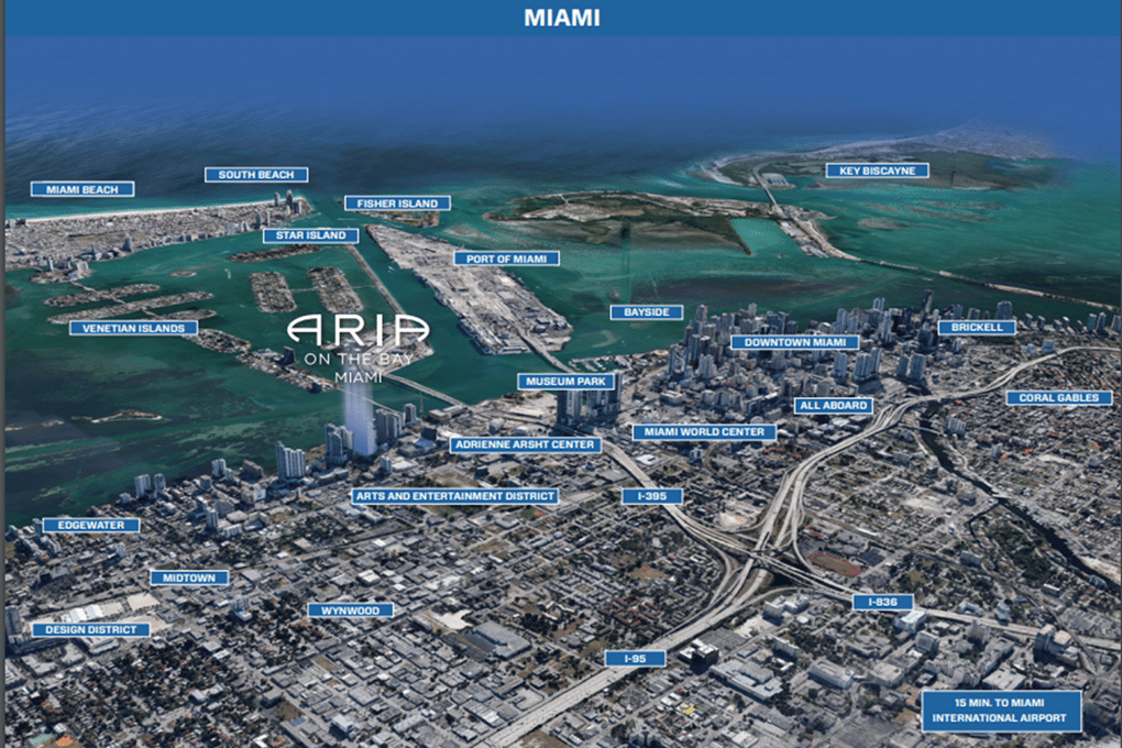 Aria on the Bay is Situated directly along Biscayne Bay and just adjacent to Margaret Pace Park